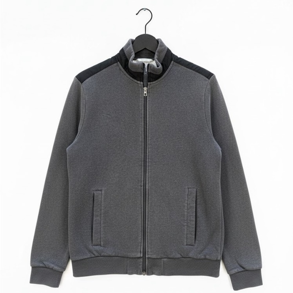 Calvin Klein Men's Soft Touch‎ Fleece Charcoal Zip-Up Sweatshirt Men’s LG